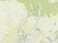 Mapa z zaznaczonymi trasami rowerowymi Gniezno i okolicami. Pętla prowadzi przez malownicze tereny, lasy i wsie.